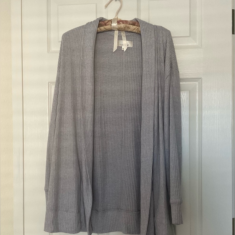 Cuddl Duds Open Front Cardigan Gray Small